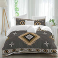 Gray Brown Boho Duvet Cover Set Full Size,Vintage Farmhouse Abstract