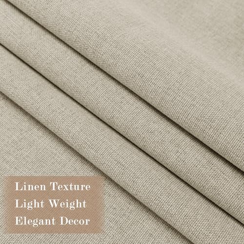 Fcosie Beige Extra Long Linen Blended Curtains 120 Inches Long Grommet