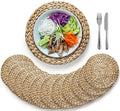 BLUEWEST Round Woven Placemats, Water Hyacinth, Set of 10, 14 in
