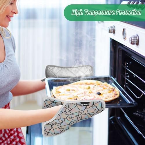 Colorful Gray Heat Resistant Pot Holders Set, Quilted Hot Pads with