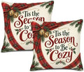 Vintage Plaid Pillow Covers 22x22 Inch Set of 2 Linen for Christmas