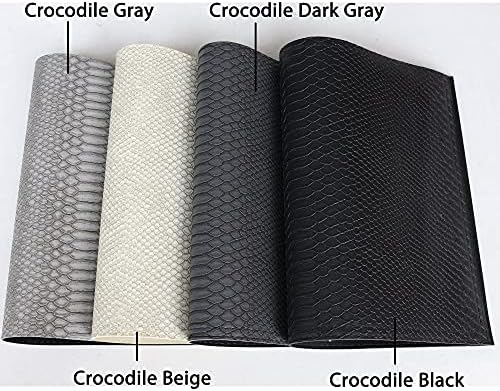 Faux Leather Placemat, 12"X17.5", Set of 6, Crocodile Gray