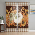 Thanksgiving Pumpkins Sheer Curtains 72 Inches Long, Fall Maple Leaves