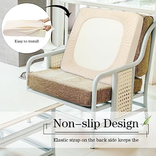 Newwiee 8 Pcs Patio Outdoor Cushion Covers,Solid,Light Beige
