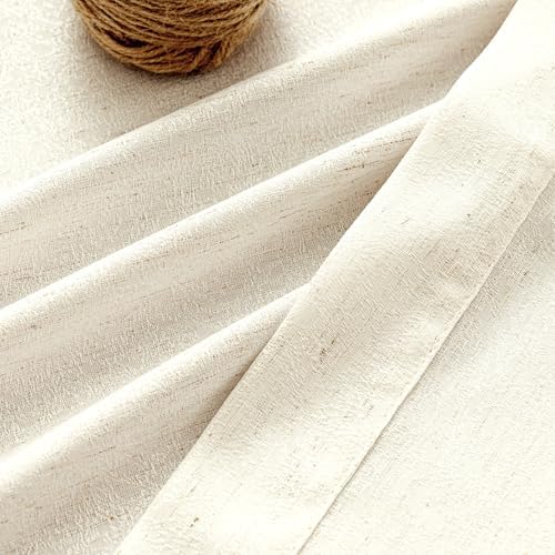 PrinceDeco Linen Semi Sheer Curtains,Bedroom,Light