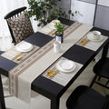 Brown Striped Table Runner and Placemats for Dining Table, Burlap