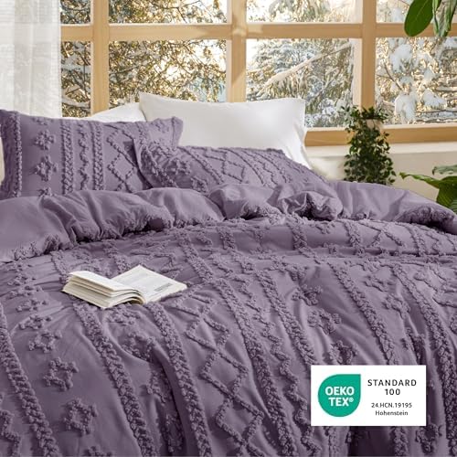 Bedsure Boho Comforter Set Queen, Bedroom Decor Bedding Set Grayish