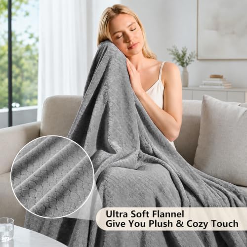 60x80 Breathable Stone Gray Fleece Throw Blanket for AC Rooms