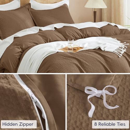 PHF Waffle Duvet Cover California King, Soft & Breathable, 104"x98"