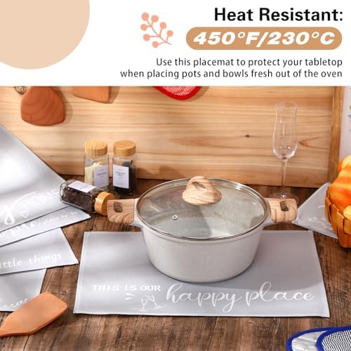 Hahafelt Set of 6 Linen Placemats Farmhouse with Sayings for Dining