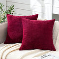GAWAMAY Burgundy Red Chenille Throw Pillow Covers 20x20 Set of 2 for