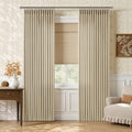 Oatmeal Pleated Semi Sheer Linen Farmhouse Curtains 84 Inches 2 Panels