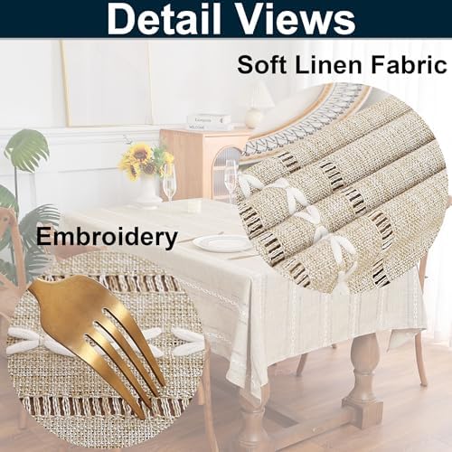 Gernaice Boho Oval Tablecloth Cotton Linen Table Cover 60” x 102”