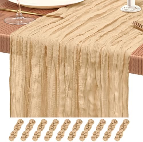 10 Pack Beige Cheesecloth Table Runner Wedding Birthday Table Decor