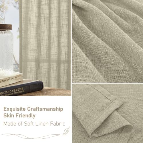 LAMIT Linen Curtains for Living Room 84 inch Length 2 Panels