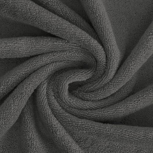 Feather & Stitch 100% Cotton 625 GSM Bath Towel Set of 6, Dark Grey
