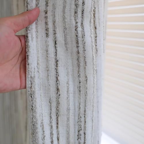 Taupe Linen Curtains 96 Inch Length for Bedroom Living Room, Boho