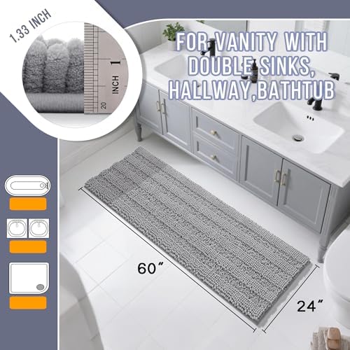 Yimobra Bathroom Runner Rugs 60"x24", Non Slip and Absorbent Bath Mat