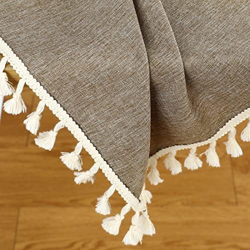 Rectangle Tassel Tablecloth, Washable Waterproof Wrinkle Free Table