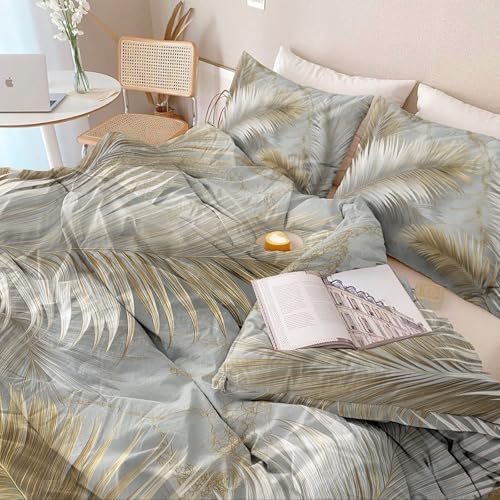 Soft Microfiber Duvet Cover Plants 3D Palm Leaves - King Size