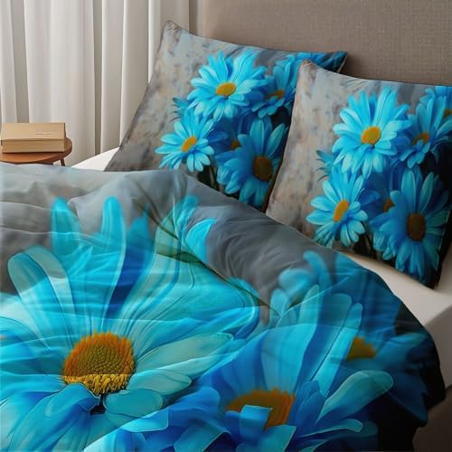 Duvet Cover Print with 2 Pillow Shams Nature Plants Flowers Close-Up