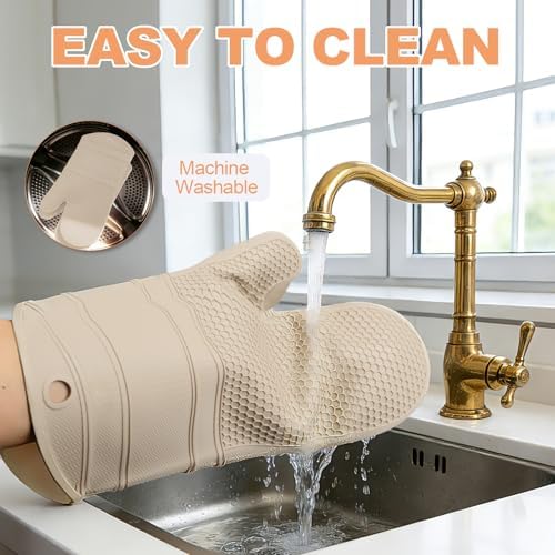 YUTAT Silicone Oven Mitts,Heat Resistant 2PCS Oven Mitts with Soft