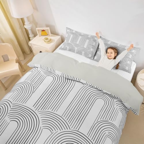 Manfei Modern Geometric Abstract Duvet Cover Set Boho Mid Century