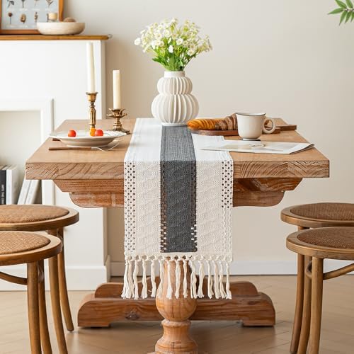 FEXIA Farmhouse Table Runner for Home Decor 12x72 Grey Fall Home Decor