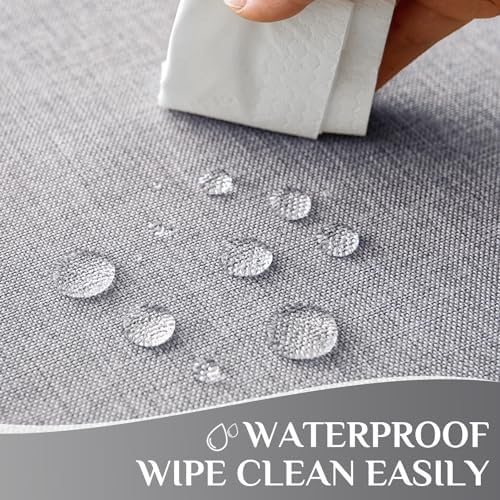 Softalker Small Outdoor Tablecloths Rectangle 70 x 52 Inch Grey Linen