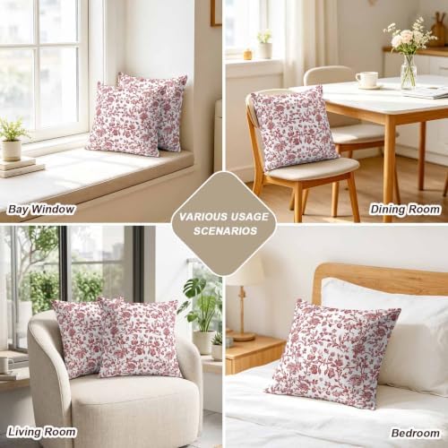 Dark Red Floral Paisley Pillow Covers 18x18 inch Set of 2 Boho Leaf