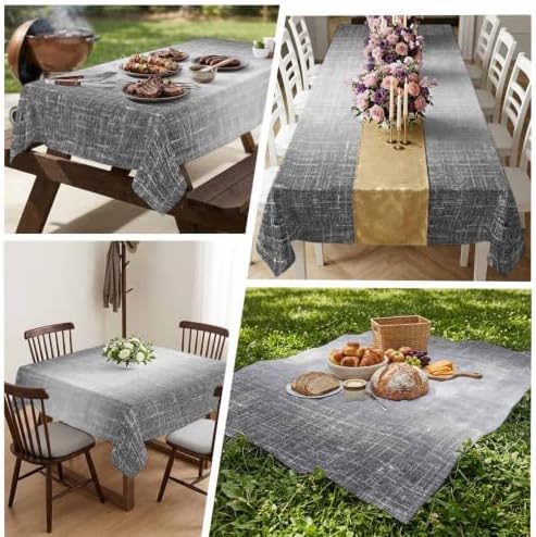 Slate Gray Table Cloth, Vintage Ombre Solid Color Minimalist Farmhouse