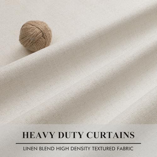 Cream 100% Blackout Linen Curtains Living Room 40x84 Inch Long 2