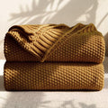 100% Cotton Cable Knit Throw Blanket, Lightweight Soft Knit Blanket