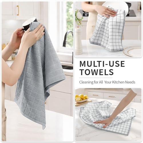 Kitinjoy Premium Kitchen Towels (16"x 28", 4 Pack), Large 100% Cotton