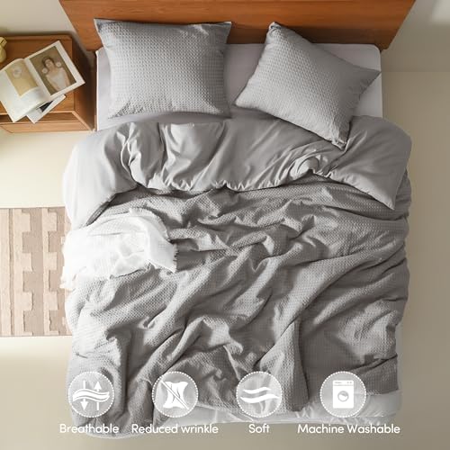 Comfort Spaces Mina Duvet Cover Set, Full/Queen, 3 Piece, Light Grey