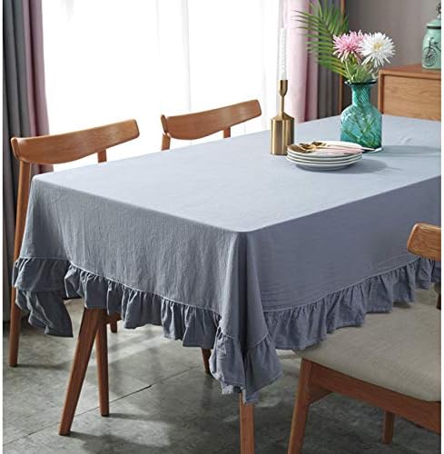 HAIRUO Cotton Linen Solid Color Tablecloth Farmhouse Dining Grey