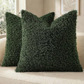 decorUhome Sherpa Decorative Throw Pillow Covers 22x22 Set of 2 Olive