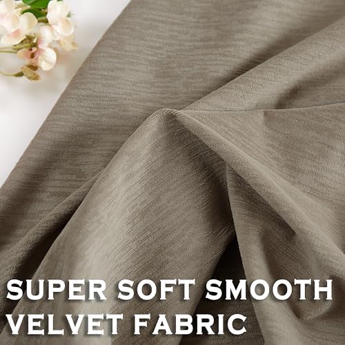 Kayne Studio Mocha Tan Velvet Pinch Pleated Back Tab Curtains 95 Inch