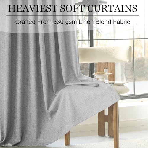 Blackout Curtains for Bedroom 63 Inch Length, Grey 2 Panels Set