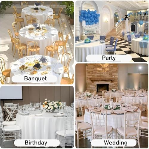 Kesfey 4 Packs White Round Table Cloths 90 Inch White Polyester Circle