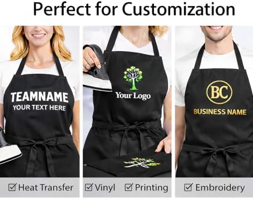 12 Pack Aprons Bulk with Pockets, Unisex Apron with Extra Long Ties
