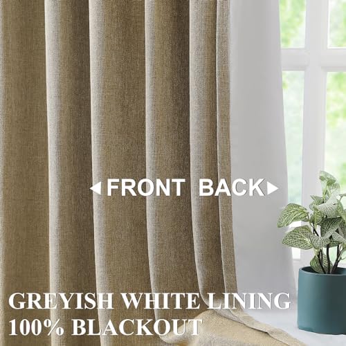 Vision Home Brown Linen Full Blackout Curtains Grommet Total Room