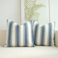 JOJUSIS Pack of 2 Stripe Throw Pillow Covers, Blue, 22 x 22 Inch