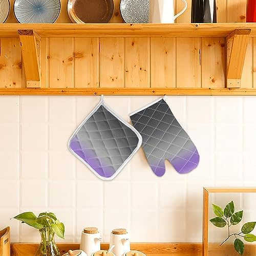 Quilted Cotton Terry Cloth Oven Mitt, Pot Holder Purple Grey Gradient