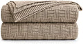 Khaki Cotton Knit Throw Blanket for Couch Sofa Bed - Home Decorative