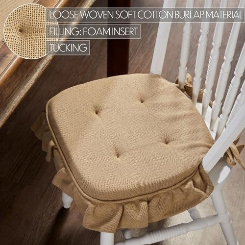 VHC Brands Chair Pad 15.5x17, Cotton Dining Room, Kitchen Chair Pads