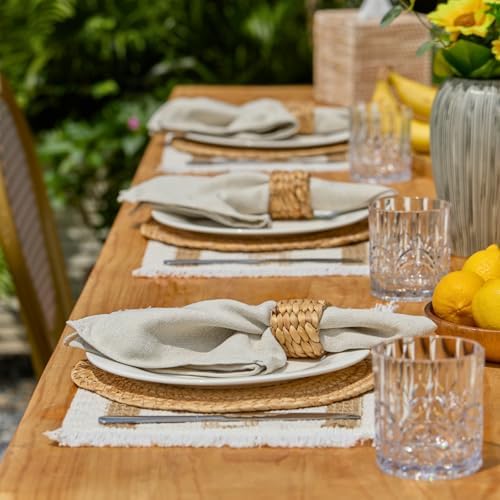 YANGQIHOME Boho Placemats Set of 4, Farmhouse Rustic Woven Placemats