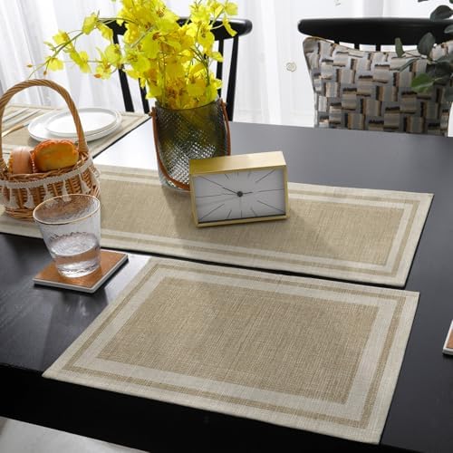 Beige Vintage Table Runner and Placemats for Dining Table, Burlap