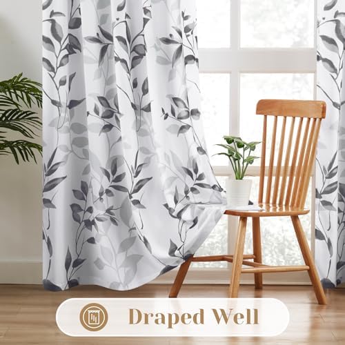 HOMEIDEAS Light Grey and White Privacy Sheer Curtains, 52X96 Inch, 2