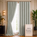 DECOLURE 100% Blackout Linen Curtains 120 Inches Long | Light Beige